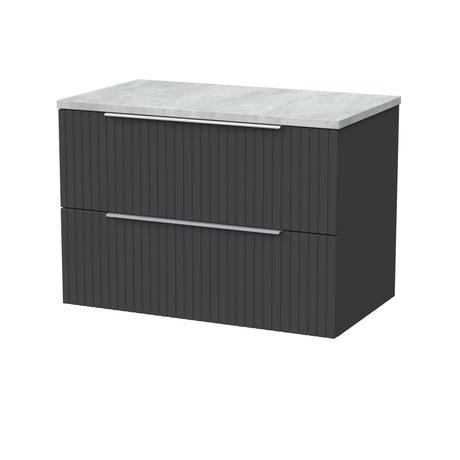 [BFLF1426LBG] Callingwood Contemporary Wall Hung 2 Drawer Vanity Unit with Bellato Grey Laminate Worktop, Choice of Size and Colour - Cutout