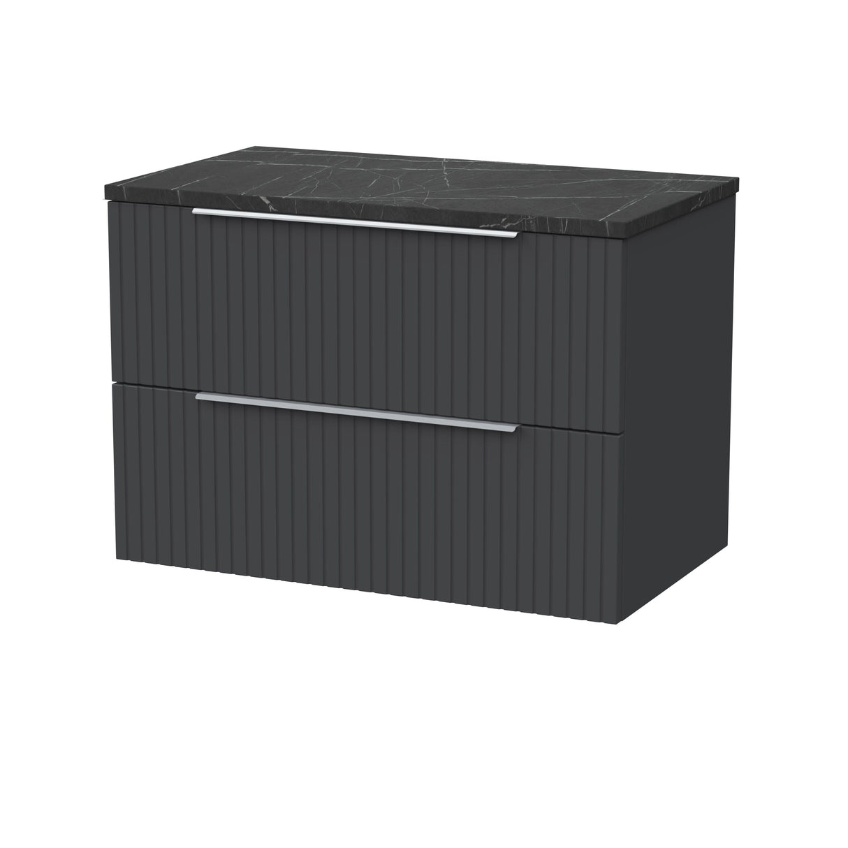 [BFLF1426LBP] Callingwood Contemporary Wall Hung 2 Drawer Vanity Unit with Black Pietra Marble Laminate Worktop, Choice of Size and Colour - Cutout