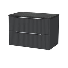 [BFLF1426LBP] Callingwood Contemporary Wall Hung 2 Drawer Vanity Unit with Black Pietra Marble Laminate Worktop, Choice of Size and Colour - Cutout