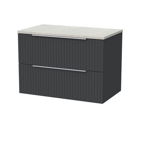 [BFLF1426LSWG] Callingwood Contemporary Wall Hung 2 Drawer Vanity Unit with White Sparkle Laminate Worktop, Choice of Size and Colour - Cutout