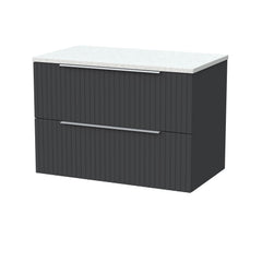 [BFLF1426LWN] Callingwood Contemporary Wall Hung 2 Drawer Vanity Unit with White Nebula Laminate Worktop, Choice of Size and Colour - Cutout