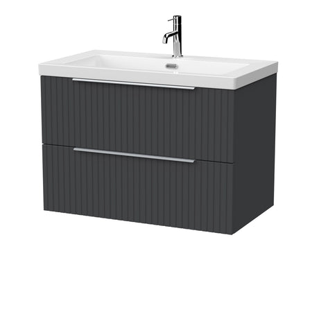 [BFLF1426L] Callingwood Contemporary Wall Hung 2 Drawer Vanity Unit with 1 Tap Hole Fireclay Basin, Choice of Size and Colour - Cutout