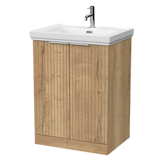 [BFLF1803A] Callingwood Contemporary Floor Standing 2 Door Vanity Unit with Traditional 1 Tap Hole Fireclay Basin, Choice of Size and Colour - Cutout