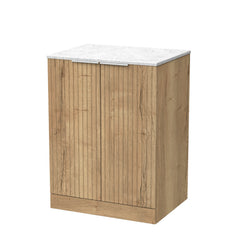 [BFLF1803WMT] Callingwood Contemporary Floor Standing 2 Door Vanity Unit with White Marble Worktop, Choice of Size and Colour - Cutout