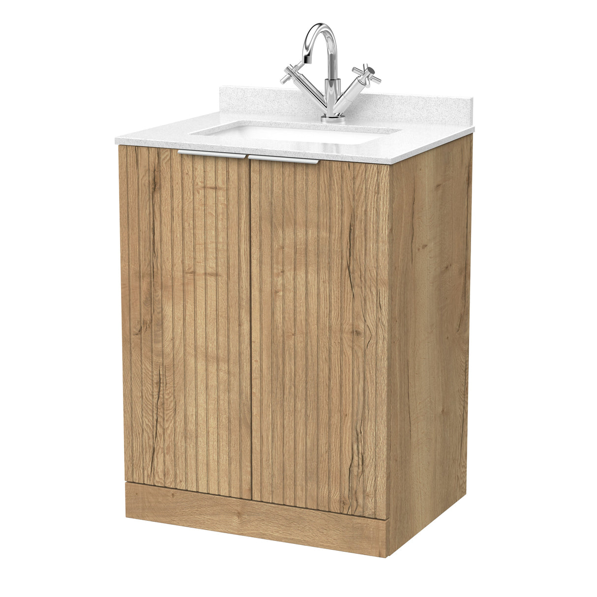 [BFLF1803WS1] Callingwood Contemporary Floor Standing 2 Door Vanity Unit with Marble Worktop and Basin, Choice of Size and Colour - Cutout