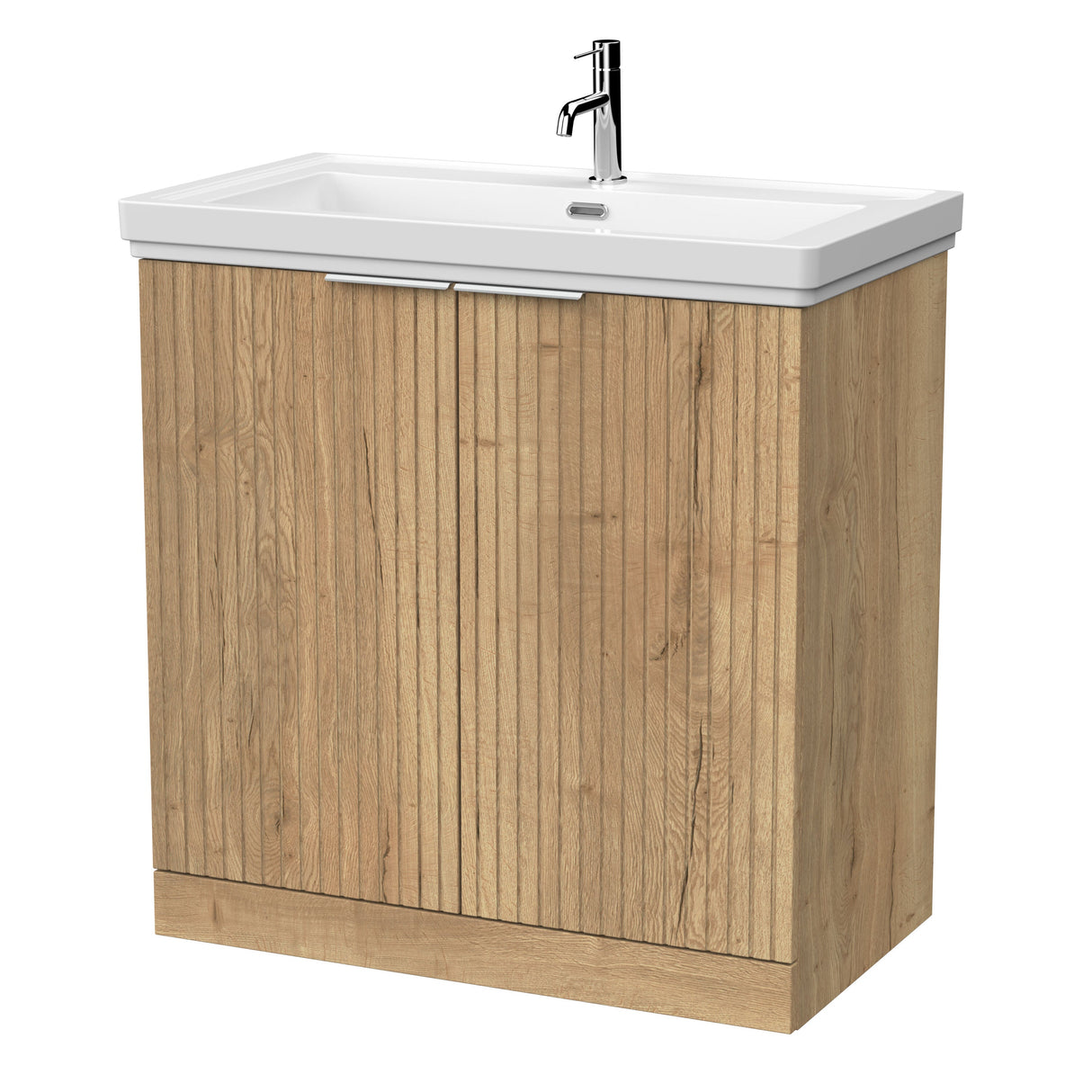 [BFLF1805A] Callingwood Contemporary Floor Standing 2 Door Vanity Unit with Traditional 1 Tap Hole Fireclay Basin, Choice of Size and Colour - Cutout