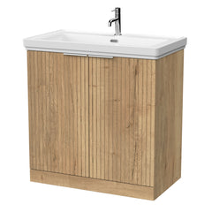 [BFLF1805A] Callingwood Contemporary Floor Standing 2 Door Vanity Unit with Traditional 1 Tap Hole Fireclay Basin, Choice of Size and Colour - Cutout