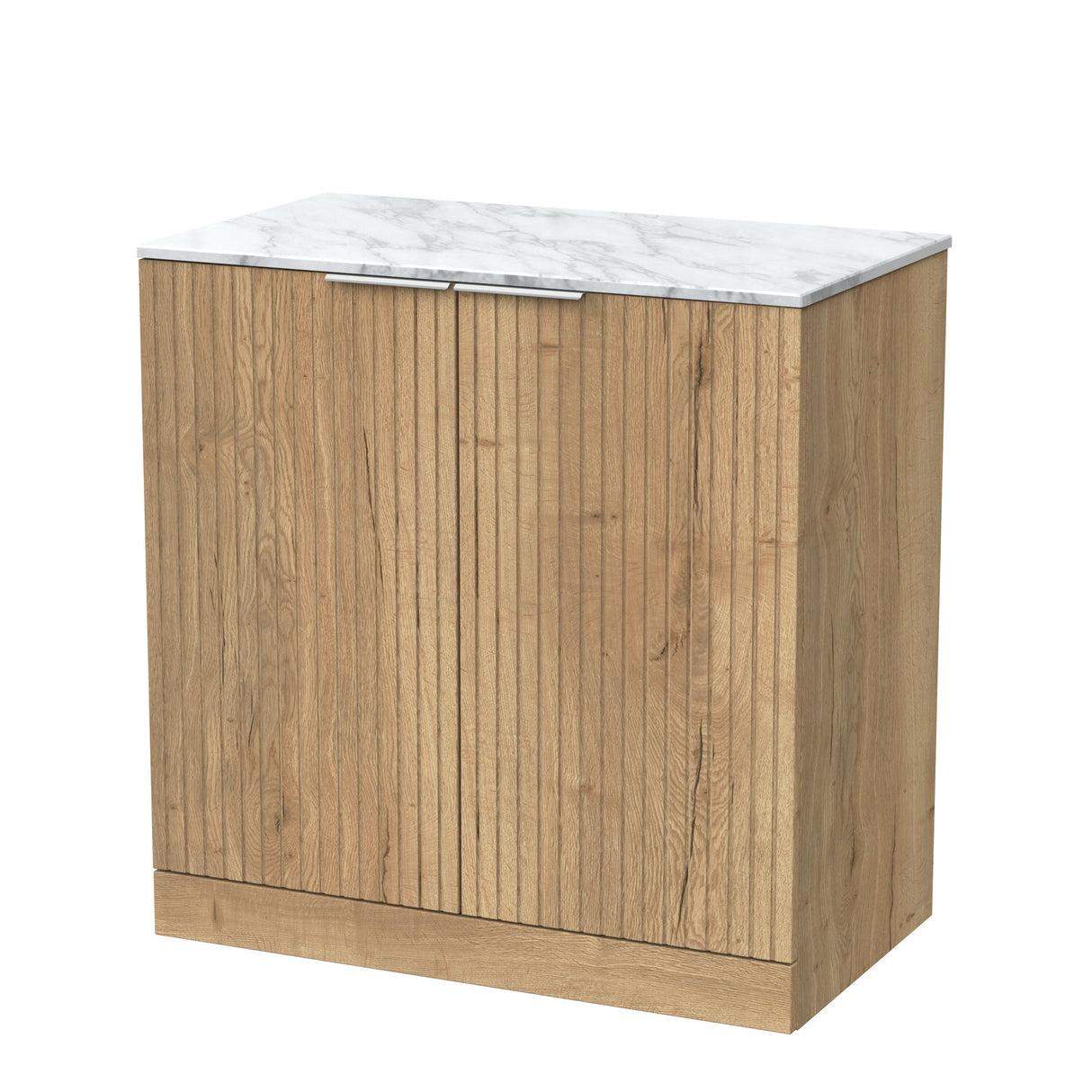 [BFLF1805CMT] Callingwood Contemporary Floor Standing 2 Door Vanity Unit with Carrera Marble Worktop, Choice of Size and Colour - Cutout
