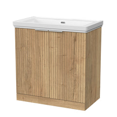 [BFLF1805H] Callingwood Contemporary Floor Standing 2 Door Vanity Unit with Traditional 0 Tap Hole Fireclay Basin, Choice of Size and Colour - Cutout