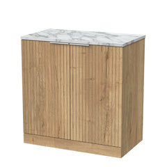 [BFLF1805LCM] Callingwood Contemporary Floor Standing 2 Door Vanity Unit with Carrera Marble Laminate Worktop, Choice of Size and Colour - Cutout