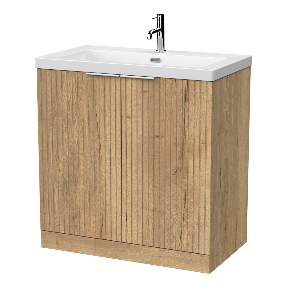 [BFLF1805L] Callingwood Contemporary Floor Standing 2 Door Vanity Unit with 1 Tap Hole Fireclay Basin, Choice of Size and Colour - Cutout
