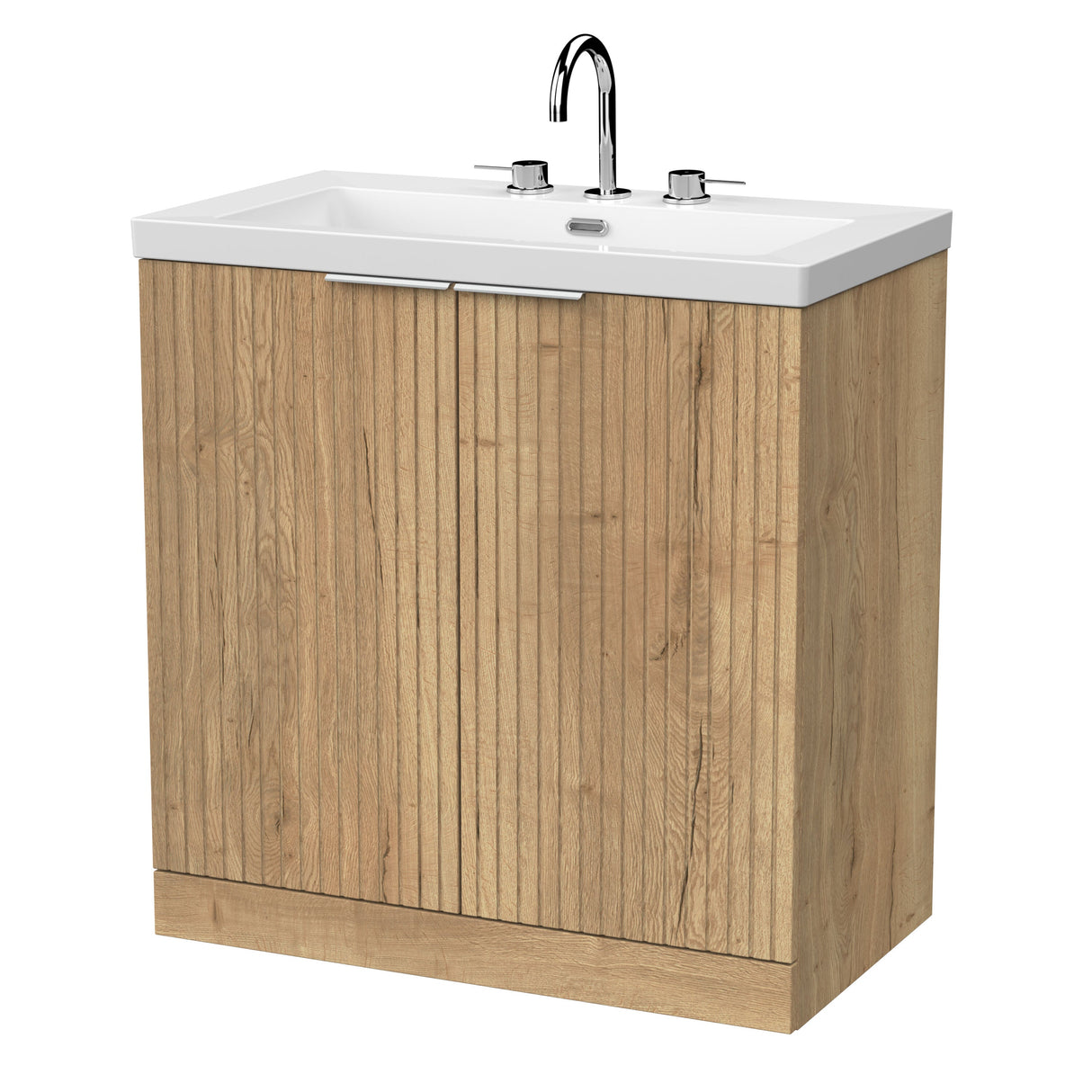 [BFLF1805M] Callingwood Contemporary Floor Standing 2 Door Vanity Unit with 3 Tap Hole Fireclay Basin, Choice of Size and Colour - Cutout