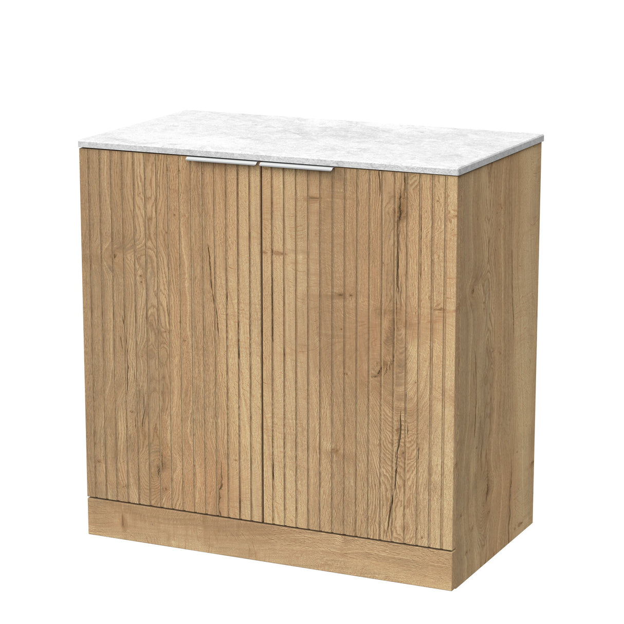 [BFLF1805WMT] Callingwood Contemporary Floor Standing 2 Door Vanity Unit with White Marble Worktop, Choice of Size and Colour - Cutout
