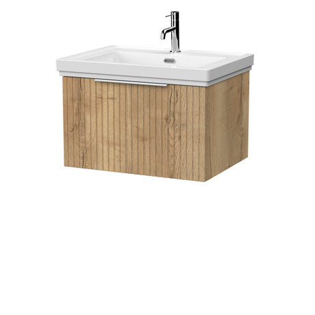 [BFLF1822A] Callingwood Contemporary Wall Hung 1 Drawer Vanity Unit with Traditional 1 Tap Hole Fireclay Basin, Choice of Size and Colour - Cutout