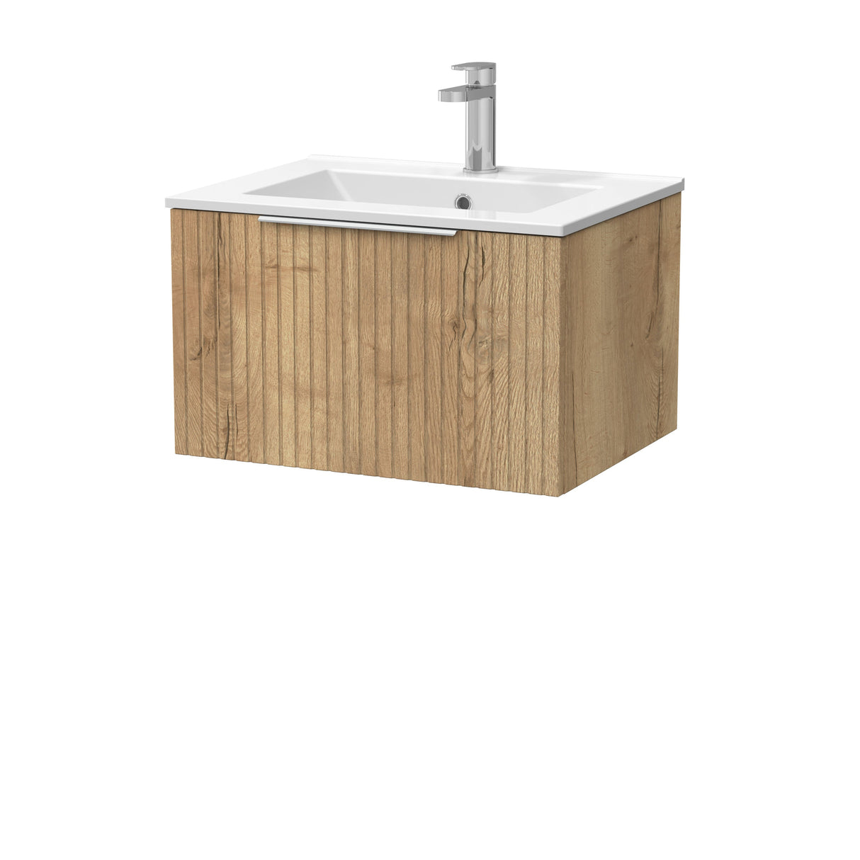 [BFLF1822C] Callingwood Contemporary Wall Hung 1 Drawer Vanity Unit with Minimalist Ceramic Basin, Choice of Size and Colour - Cutout