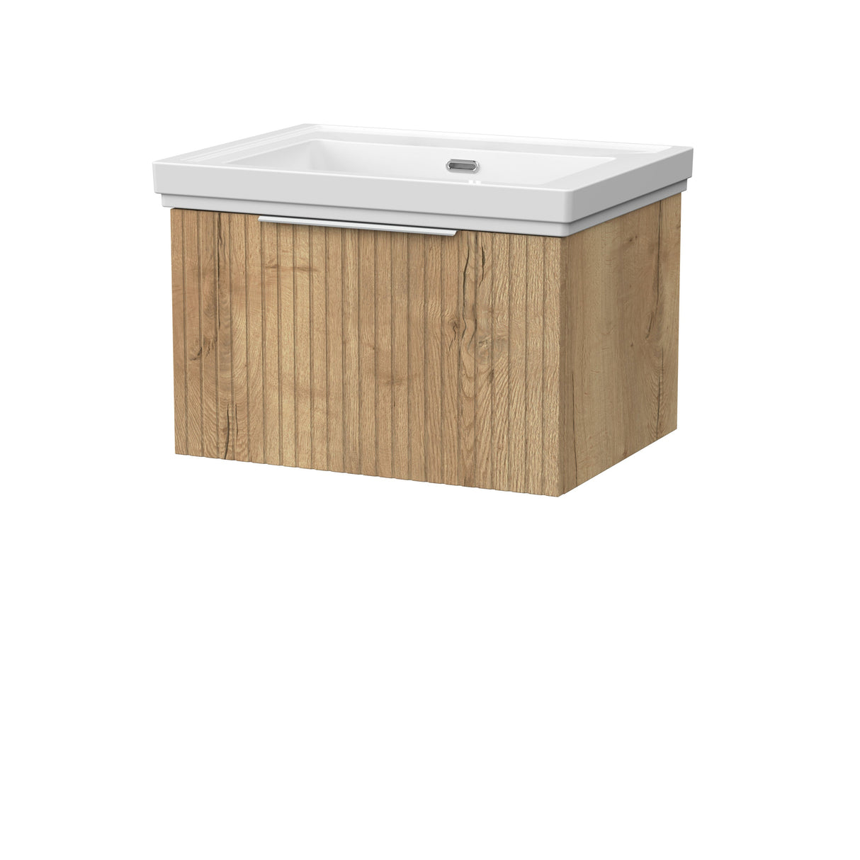 [BFLF1822H] Callingwood Contemporary Wall Hung 1 Drawer Vanity Unit with Traditional 0 Tap Hole Fireclay Basin, Choice of Size and Colour - Cutout
