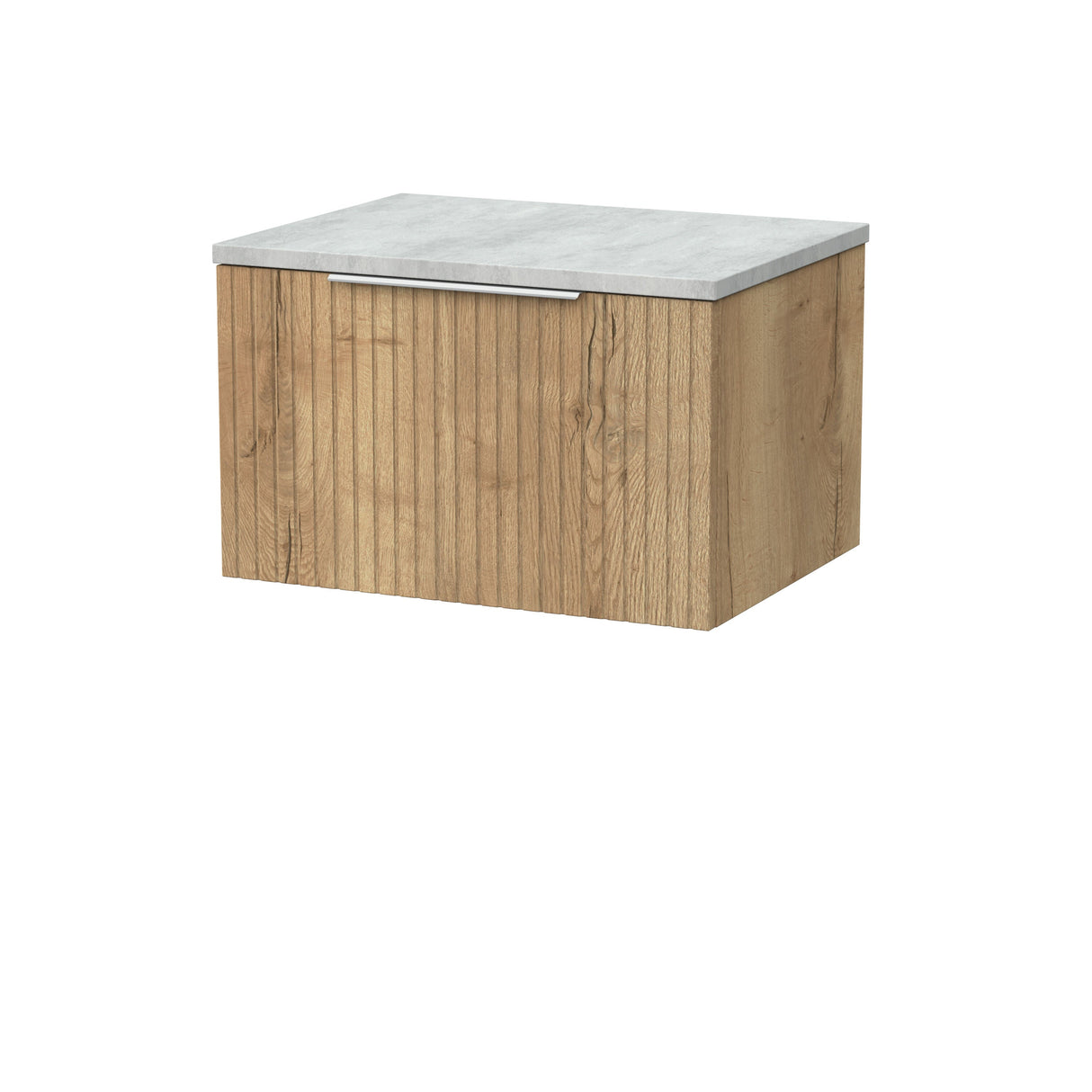 [BFLF1822LBG] Callingwood Contemporary Wall Hung 1 Drawer Vanity Unit with Bellato Grey Laminate Worktop, Choice of Size and Colour - Cutout
