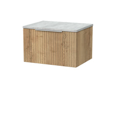 [BFLF1822LBG] Callingwood Contemporary Wall Hung 1 Drawer Vanity Unit with Bellato Grey Laminate Worktop, Choice of Size and Colour - Cutout