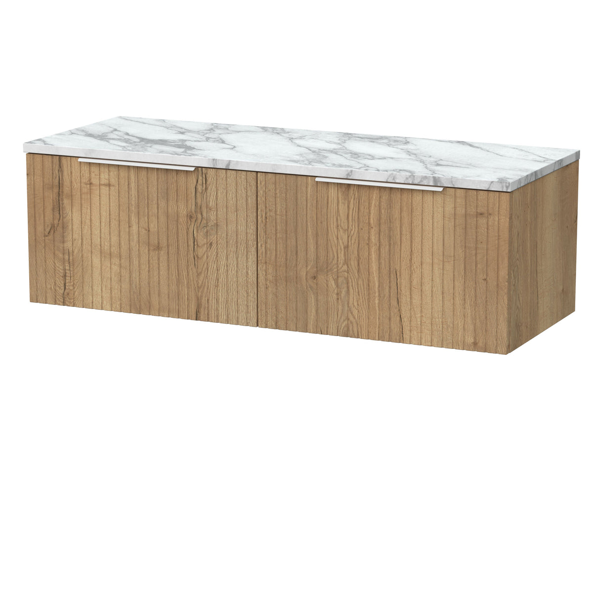 [BFLF1822LCM2] Callingwood Contemporary Wall Hung 2 Drawer 1200mm Vanity Unit with Carrera Marble Laminate Worktop, Choice of Colour - Cutout
