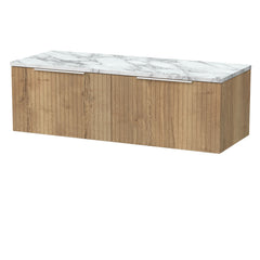 [BFLF1822LCM2] Callingwood Contemporary Wall Hung 2 Drawer 1200mm Vanity Unit with Carrera Marble Laminate Worktop, Choice of Colour - Cutout