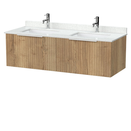 [BFLF1822WS2] Callingwood Contemporary Wall Hung 2 Drawer 1200mm Vanity Unit with Marble Worktop and Double Basin, Choice of Colour - Cutout