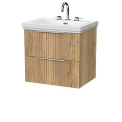 [BFLF1824B] Callingwood Contemporary Wall Hung 2 Drawer Vanity Unit with Traditional 3 Tap Hole Fireclay Basin, Choice of Size and Colour - Cutout