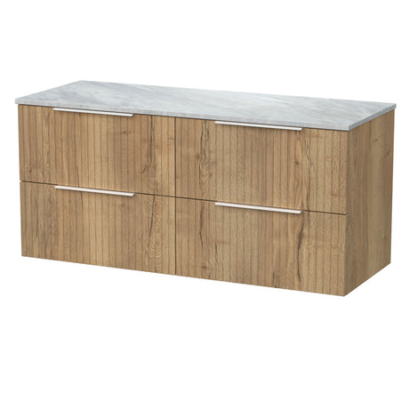 [BFLF1824GMT2] Callingwood Contemporary Wall Hung 4 Drawer 1200mm Vanity Unit with Grey Marble Worktop, Choice of Colour - Cutout