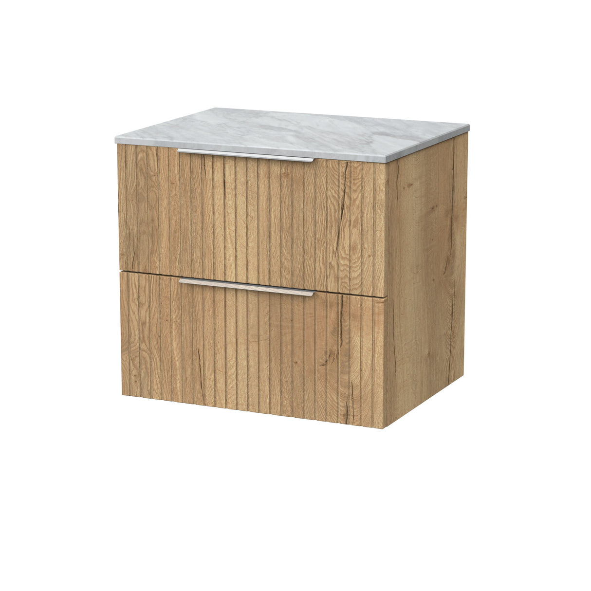 [BFLF1824GMT] Callingwood Contemporary Wall Hung 2 Drawer Vanity Unit with Grey Marble Worktop, Choice of Size and Colour - Cutout