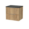 [BFLF1824LBP] Callingwood Contemporary Wall Hung 2 Drawer Vanity Unit with Black Pietra Marble Laminate Worktop, Choice of Size and Colour - Cutout