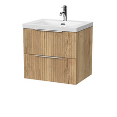 [BFLF1824L] Callingwood Contemporary Wall Hung 2 Drawer Vanity Unit with 1 Tap Hole Fireclay Basin, Choice of Size and Colour - Cutout