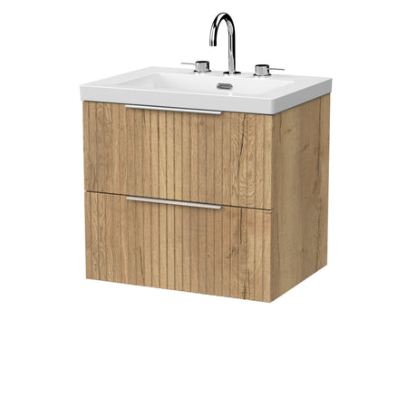 [BFLF1824M] Callingwood Contemporary Wall Hung 2 Drawer Vanity Unit with 3 Tap Hole Fireclay Basin, Choice of Size and Colour - Cutout