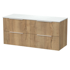 [BFLF1824WMT2] Callingwood Contemporary Wall Hung 4 Drawer 1200mm Vanity Unit with White Marble Worktop, Choice of Colour - Cutout
