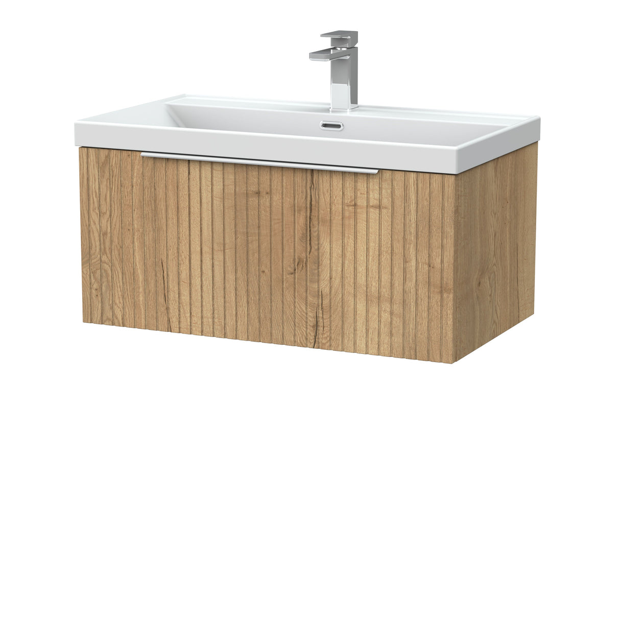 [BFLF1825E] Callingwood Contemporary Wall Hung 1 Drawer Vanity Unit with Thin-Edge Ceramic Basin, Choice of Size and Colour - Cutout
