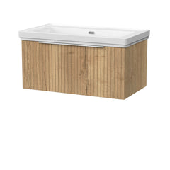 [BFLF1825H] Callingwood Contemporary Wall Hung 1 Drawer Vanity Unit with Traditional 0 Tap Hole Fireclay Basin, Choice of Size and Colour - Cutout