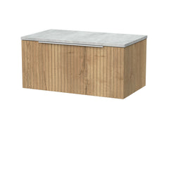 [BFLF1825LBG] Callingwood Contemporary Wall Hung 1 Drawer Vanity Unit with Bellato Grey Laminate Worktop, Choice of Size and Colour - Cutout