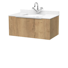[BFLF1825WS1] Callingwood Contemporary Wall Hung 1 Drawer Vanity Unit with Marble Worktop and Basin, Choice of Size and Colour - Cutout