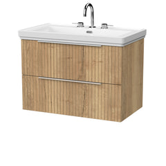 [BFLF1826B] Callingwood Contemporary Wall Hung 2 Drawer Vanity Unit with Traditional 3 Tap Hole Fireclay Basin, Choice of Size and Colour - Cutout