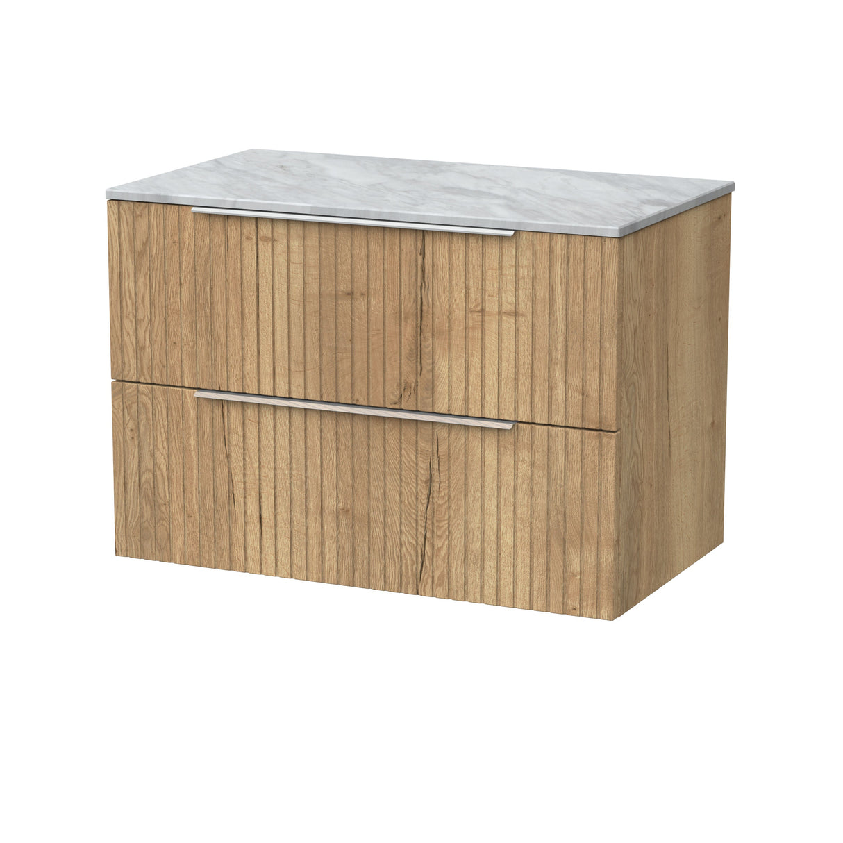 [BFLF1826GMT] Callingwood Contemporary Wall Hung 2 Drawer Vanity Unit with Grey Marble Worktop, Choice of Size and Colour - Cutout
