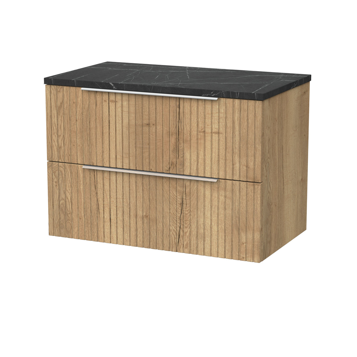 [BFLF1826LBP] Callingwood Contemporary Wall Hung 2 Drawer Vanity Unit with Black Pietra Marble Laminate Worktop, Choice of Size and Colour - Cutout