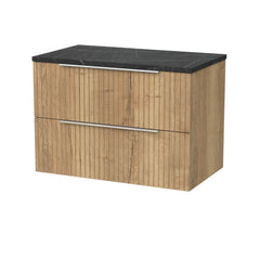 [BFLF1826LBP] Callingwood Contemporary Wall Hung 2 Drawer Vanity Unit with Black Pietra Marble Laminate Worktop, Choice of Size and Colour - Cutout