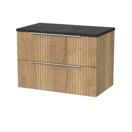 [BFLF1826LBP] Callingwood Contemporary Wall Hung 2 Drawer Vanity Unit with Black Pietra Marble Laminate Worktop, Choice of Size and Colour - Cutout