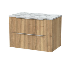 [BFLF1826LCM] Callingwood Contemporary Wall Hung 2 Drawer Vanity Unit with Carrera Marble Laminate Worktop, Choice of Size and Colour - Cutout