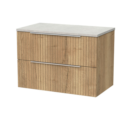 [BFLF1826LSWG] Callingwood Contemporary Wall Hung 2 Drawer Vanity Unit with White Sparkle Laminate Worktop, Choice of Size and Colour - Cutout
