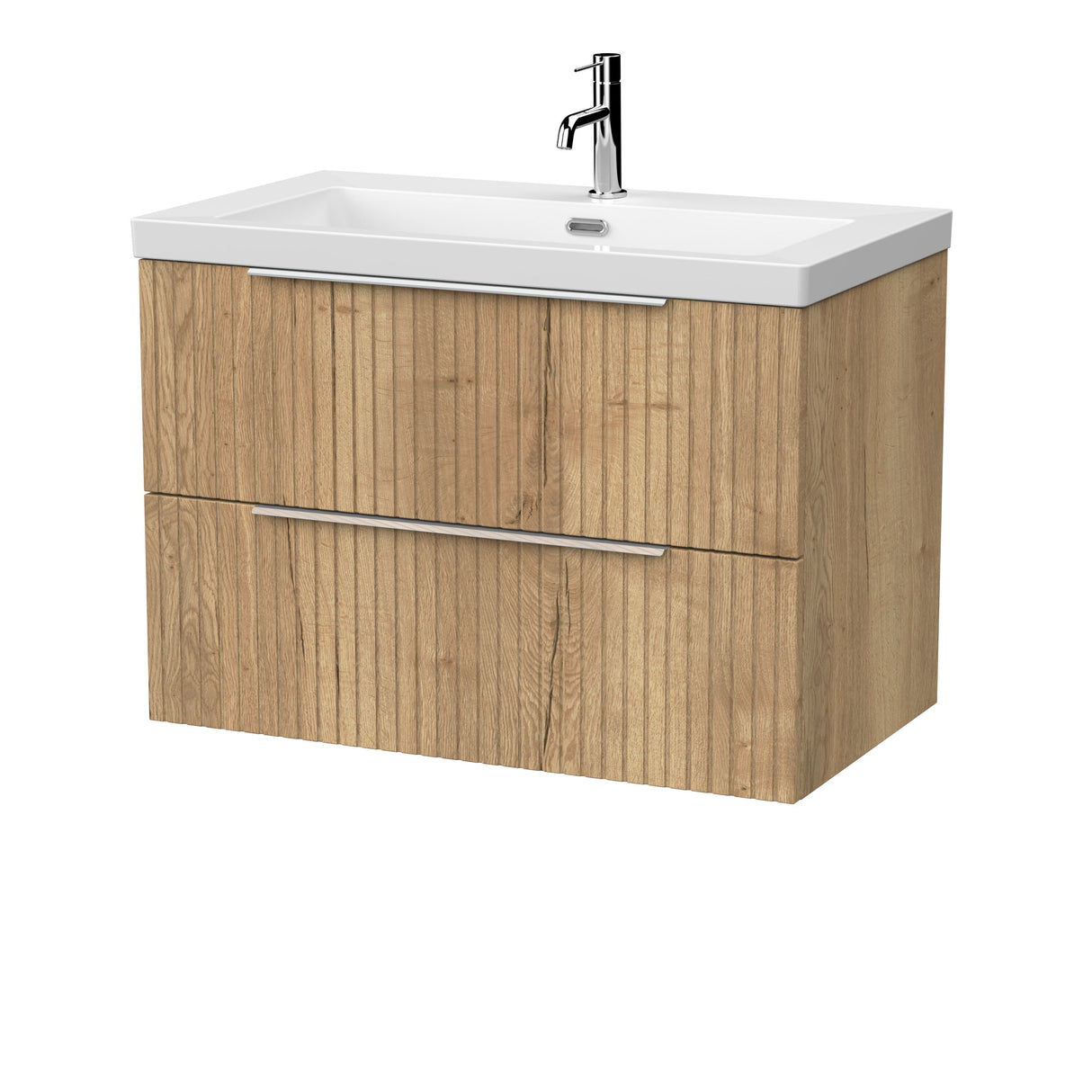 [BFLF1826L] Callingwood Contemporary Wall Hung 2 Drawer Vanity Unit with 1 Tap Hole Fireclay Basin, Choice of Size and Colour - Cutout