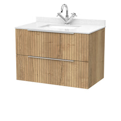[BFLF1826WS1] Callingwood Contemporary Wall Hung 2 Drawer Vanity Unit with Marble Worktop and Basin, Choice of Size and Colour - Cutout