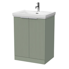 [BFLF3103A] Callingwood Contemporary Floor Standing 2 Door Vanity Unit with Traditional 1 Tap Hole Fireclay Basin, Choice of Size and Colour - Cutout