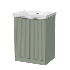 [BFLF3103H] Callingwood Contemporary Floor Standing 2 Door Vanity Unit with Traditional 0 Tap Hole Fireclay Basin, Choice of Size and Colour - Cutout
