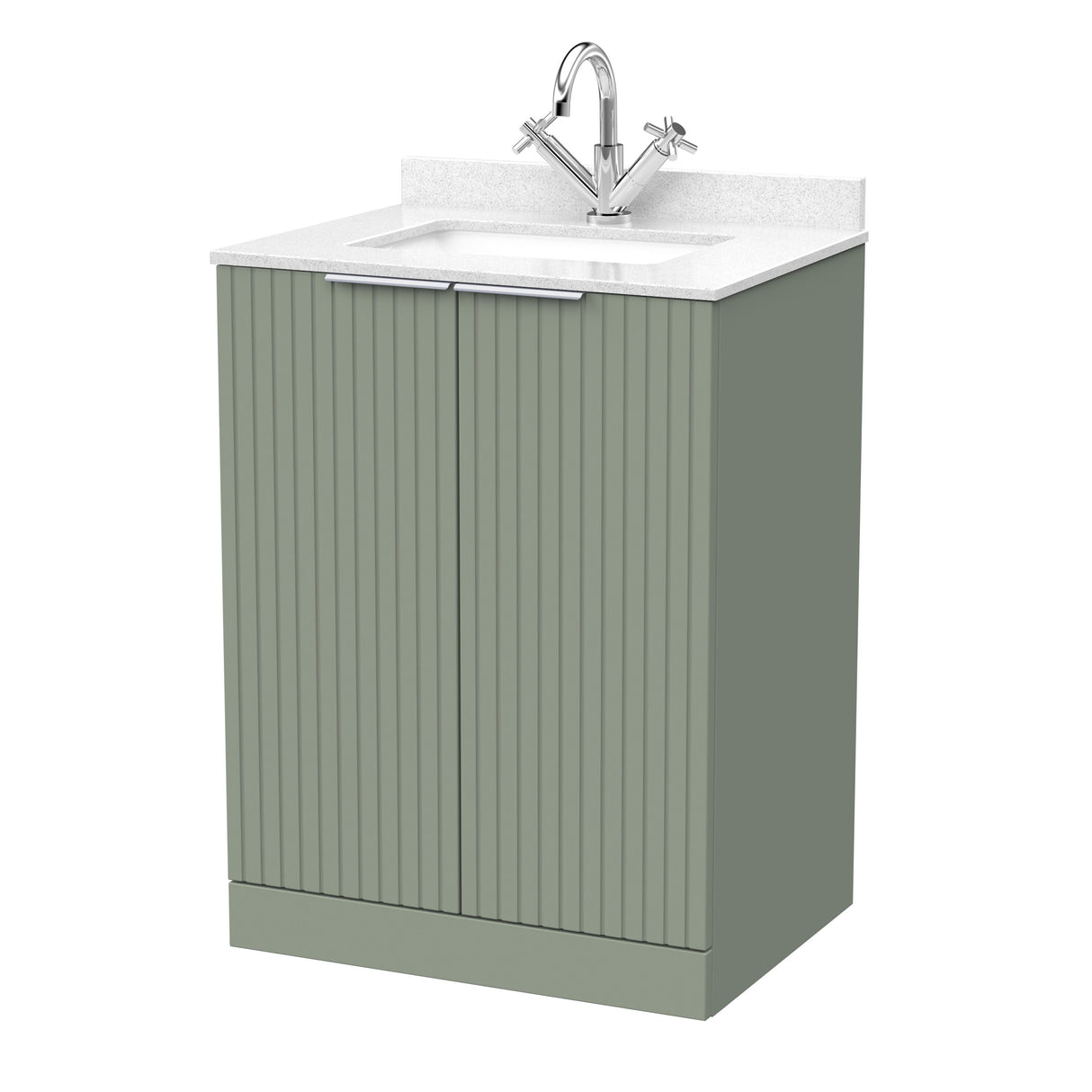[BFLF3103WS1] Callingwood Contemporary Floor Standing 2 Door Vanity Unit with Marble Worktop and Basin, Choice of Size and Colour - Cutout