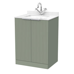 [BFLF3103WS1] Callingwood Contemporary Floor Standing 2 Door Vanity Unit with Marble Worktop and Basin, Choice of Size and Colour - Cutout