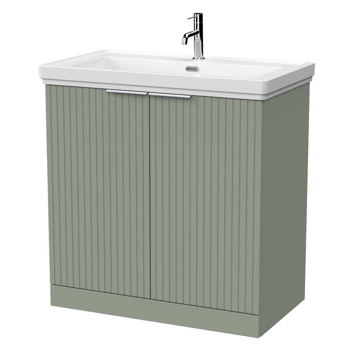 [BFLF3105A] Callingwood Contemporary Floor Standing 2 Door Vanity Unit with Traditional 1 Tap Hole Fireclay Basin, Choice of Size and Colour - Cutout